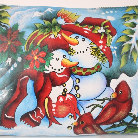 Sharif Purse 10 x 7 x 2 Multi Color Snowman Painted Leather Crossbody Purse - Picture 9 of 12